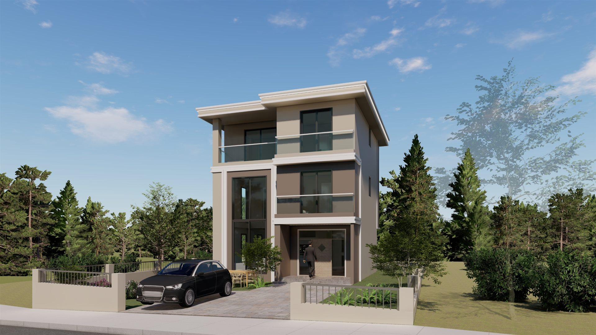 Yeniçiftlik yapımı devam eden villa projesi ön cephe